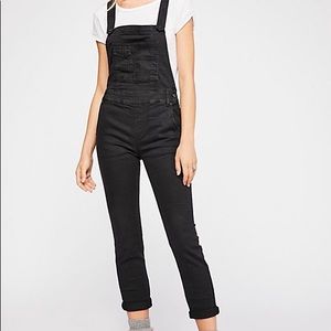 Free People Washed Denim Overall Black